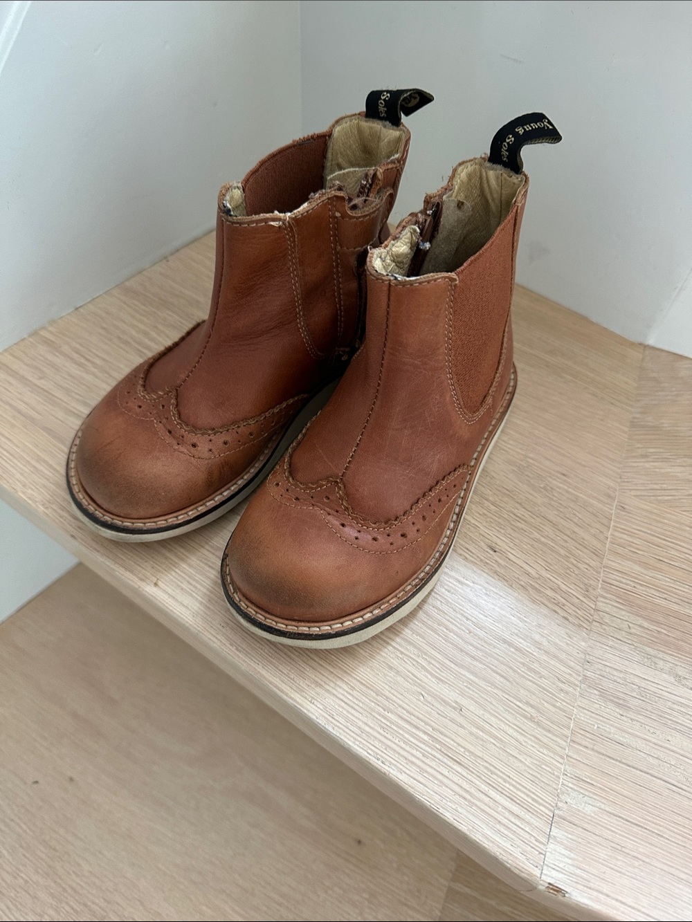 Children's Brown Leather Chelsea Wingtip Boots